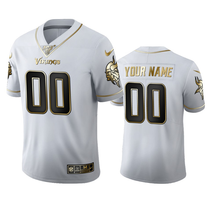 Minnesota Vikings Custom Men's Nike White Golden Edition Vapor Limited NFL 100 Jersey Minnesota Vikings Custom Men's Nike White Golden Edition Vapor Limited NFL 100 Jersey