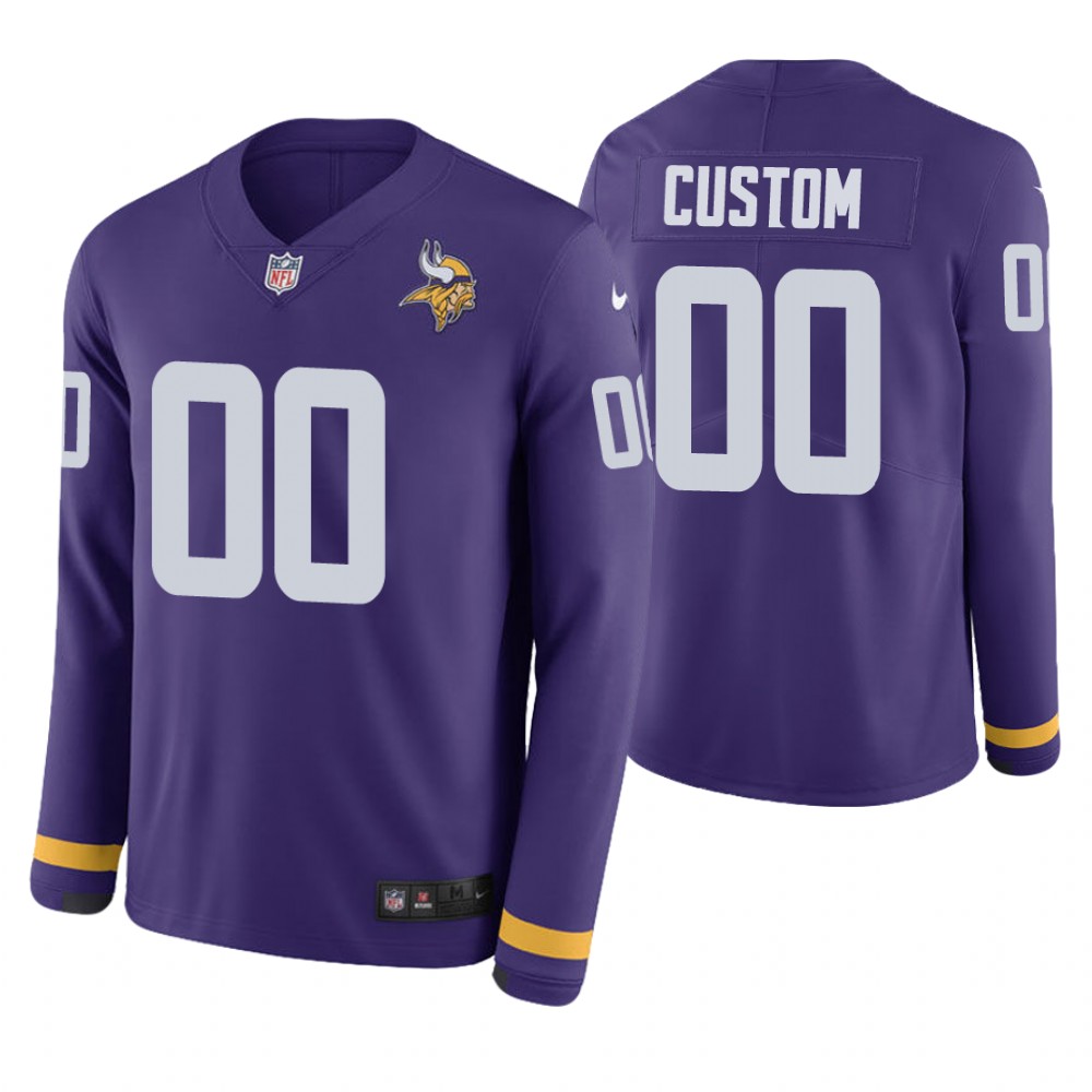 Minnesota Vikings Custom Purple Therma Long Sleeve Jersey Minnesota Vikings Custom Purple Therma Long Sleeve Jersey