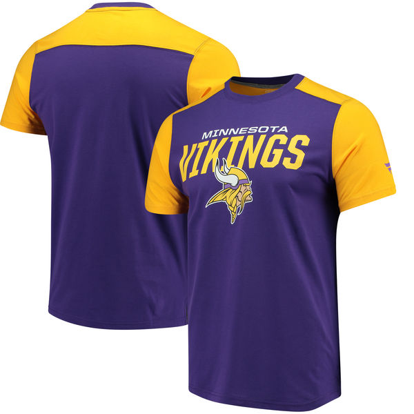 Minnesota Vikings NFL Pro Line By Fanatics Branded Iconic Color Blocked T-Shirt Purple Gold