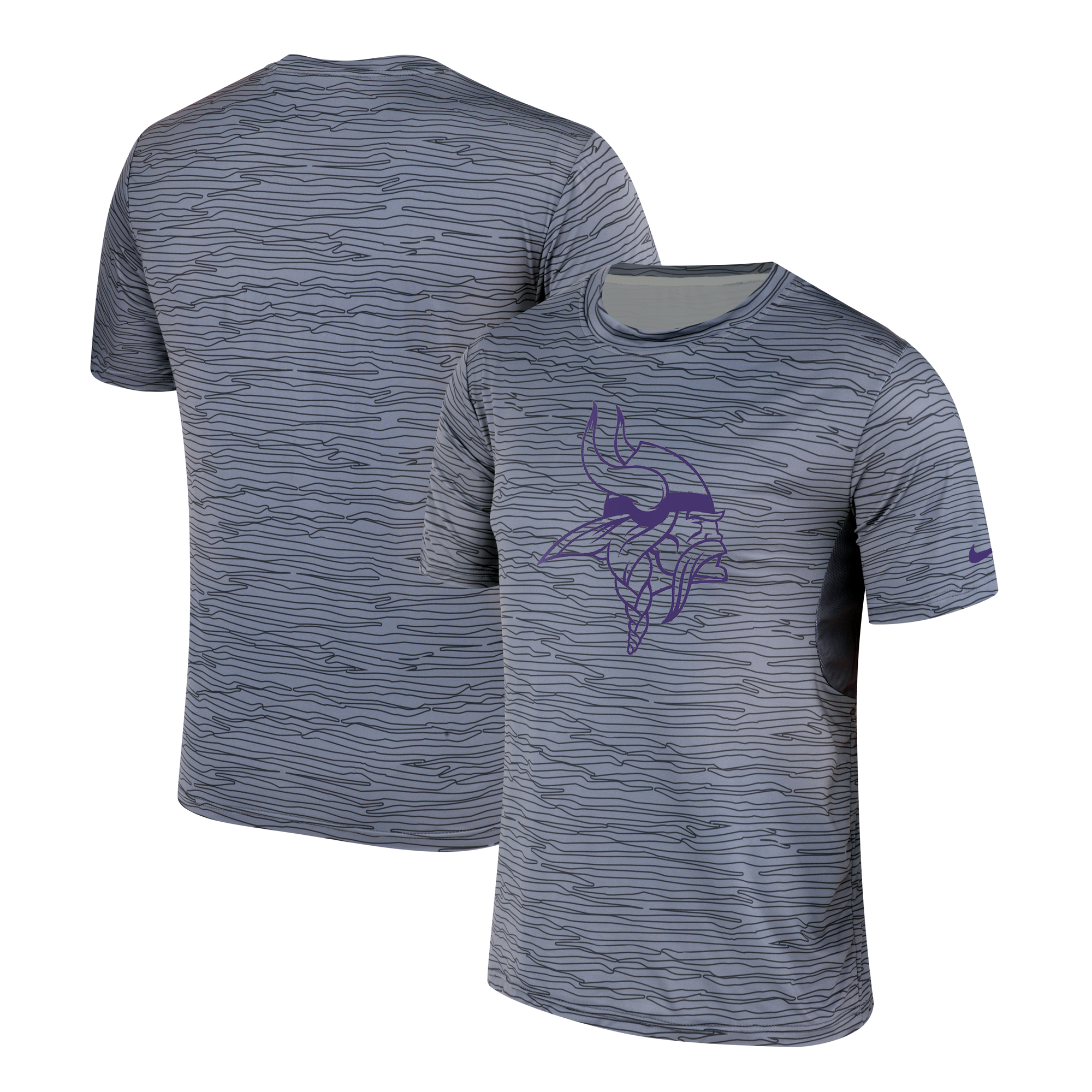 Minnesota Vikings Nike Gray Black Striped Logo Performance T-Shirt Minnesota Vikings Nike Gray Black Striped Logo Performance T-Shirt