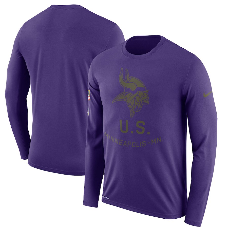 Minnesota Vikings Nike Salute To Service Sideline Legend Performance Long Sleeve T-Shirt Purple Minnesota Vikings Nike Salute To Service Sideline Legend Performance Long Sleeve T-Shirt Purple