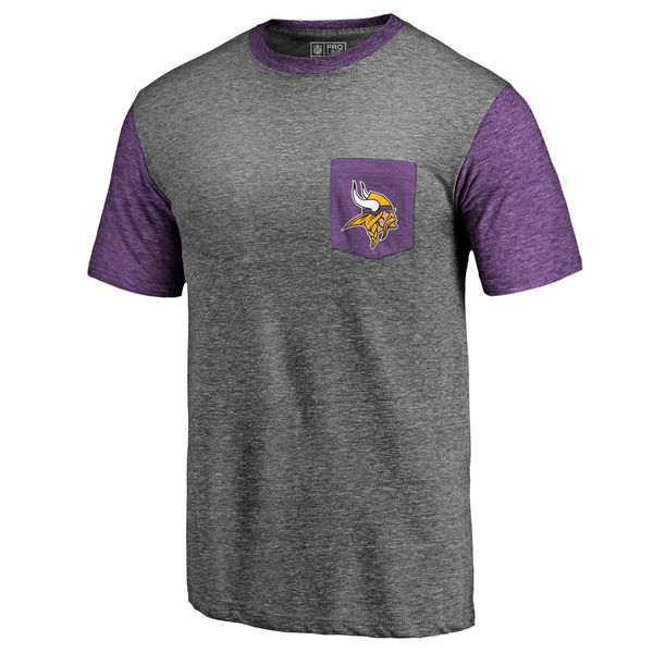 Minnesota Vikings Pro Line By Fanatics Branded Heathered Gray Purple Refresh Pocket T-Shirt Minnesota Vikings Pro Line By Fanatics Branded Heathered Gray Purple Refresh Pocket T-Shirt