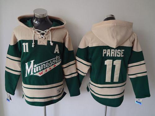 Minnesota Wild #11 Zach Parise Green Sawyer Hooded Sweatshirt Stitched NHL Jersey