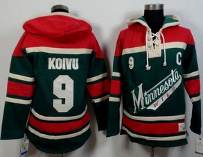 Minnesota Wild #9 Mikko Koivu Green Red Sawyer Hooded Sweatshirt Stitched NHL Jersey Minnesota Wild #9 Mikko Koivu Green Red Sawyer Hooded Sweatshirt Stitched NHL Jersey