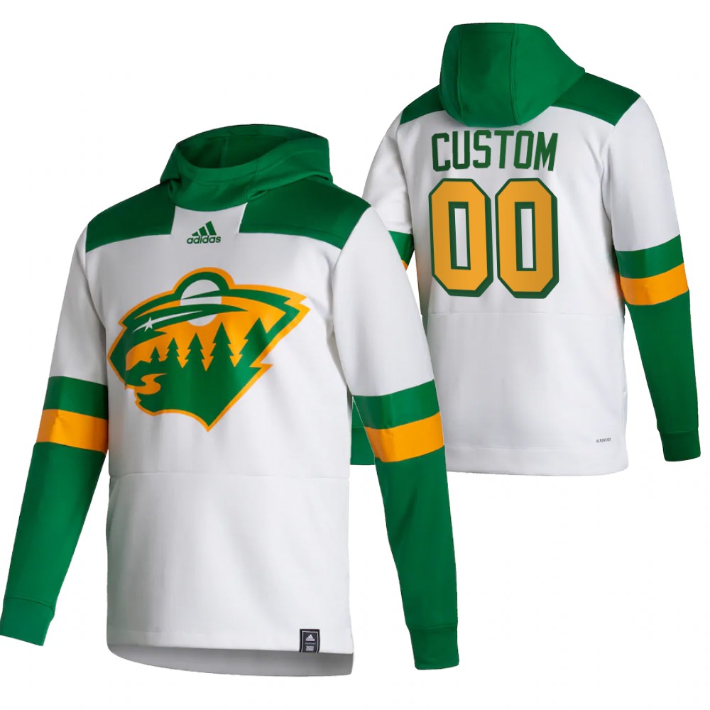 Minnesota Wild Custom Adidas Reverse Retro Pullover Hoodie White Minnesota Wild Custom Adidas Reverse Retro Pullover Hoodie White