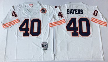 Mitchell&Ness Bears #40 Gale Sayers Throwback Men's White Throwback Stitched NFL Jerseys Mitchell&Ness Bears #40 Gale Sayers Throwback Men's White Throwback Stitched NFL Jerseys