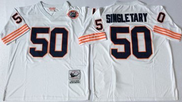 Mitchell&Ness Bears #50 Mike Singletary White Throwback Stitched NFL Jerseys Mitchell&Ness Bears #50 Mike Singletary White Throwback Stitched NFL Jerseys
