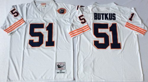 Mitchell&Ness Bears #51 Dick Butkus White Big No. Throwback Stitched NFL Jersey Mitchell&Ness Bears #51 Dick Butkus White Big No. Throwback Stitched NFL Jersey