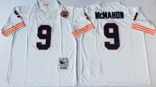 Mitchell&Ness Bears #9 Jim McMahon White Big No. Throwback Stitched NFL Jersey Mitchell&Ness Bears #9 Jim McMahon White Big No. Throwback Stitched NFL Jersey