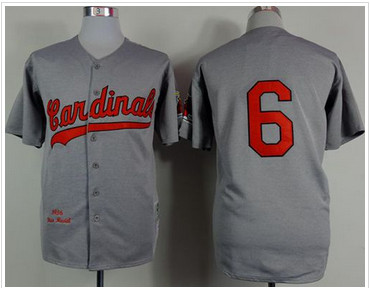 Mitchell And Ness 1956 St. Louis Cardinals #6 Stan Musial Grey Stitched Baseball Jersey