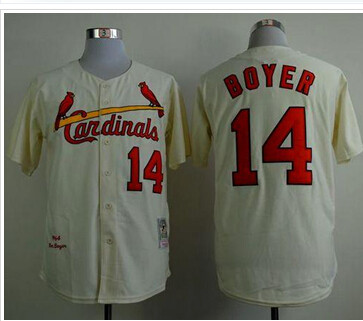 Mitchell And Ness 1964 Cardinals #14 Ken Boyer Cream Stitched Baseball Jersey