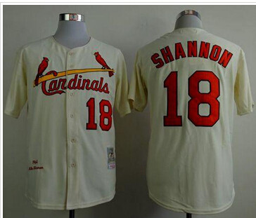 Mitchell And Ness 1964 Cardinals #18 Mike Shannon Cream Stitched Baseball Jersey