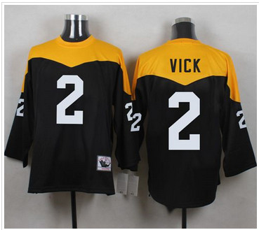 Mitchell And Ness 1967 Pittsburgh Steelers #2 Michael Vick Black Yelllow Throwback Men's Stitched NFL Jersey
