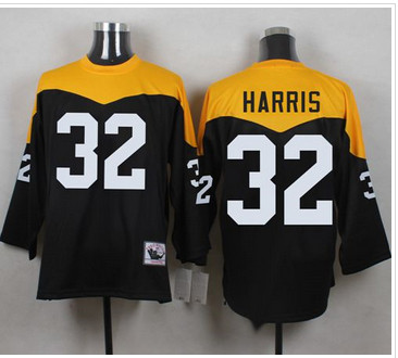 Mitchell And Ness 1967 Pittsburgh Steelers #32 Franco Harris Black Yelllow Throwback Men's Stitched NFL Jersey