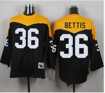 Mitchell And Ness 1967 Pittsburgh Steelers #36 Jerome Bettis Black Yelllow Throwback Men's Stitched NFL Jersey
