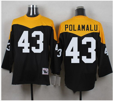 Mitchell And Ness 1967 Pittsburgh Steelers #43 Troy Polamalu Black Yelllow Throwback Men's Stitched NFL Jersey