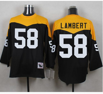 Mitchell And Ness 1967 Pittsburgh Steelers #58 Jack Lambert Black Yelllow Throwback Men's Stitched NFL Jersey