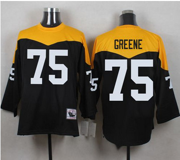 Mitchell And Ness 1967 Pittsburgh Steelers #75 Joe Greene Black Yelllow Throwback Men's Stitched NFL Jersey