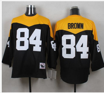 Mitchell And Ness 1967 Pittsburgh Steelers #84 Antonio Brown Black Yelllow Throwback Men's Stitched NFL Jersey