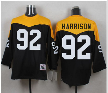 Mitchell And Ness 1967 Pittsburgh Steelers #92 James Harrison Black Yelllow Throwback Men's Stitched NFL Jersey Mitchell And Ness 1967 Pittsburgh Steelers #92 James Harrison Black Yelllow Throwback Men's Stitched NFL Jersey
