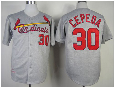 Mitchell And Ness 1967 St. Louis Cardinals #30 Orlando Cepeda Grey Throwback Stitched Baseball Jersey