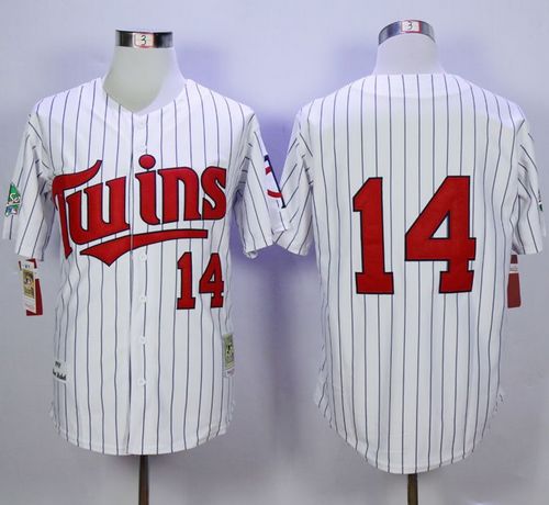 Mitchell And Ness 1991 Twins #14 Kent Hrbek White(Blue Strip)