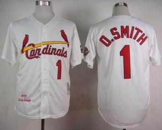 Mitchell And Ness 1992 St. Louis Cardinals #1 Ozzie Smith White Stitched Baseball jersey