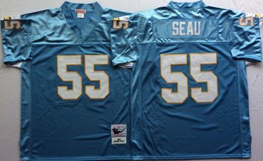 Mitchell And Ness 1994 Chargers #55 Junior Seau Blue Throwback Stitched NFL Jersey