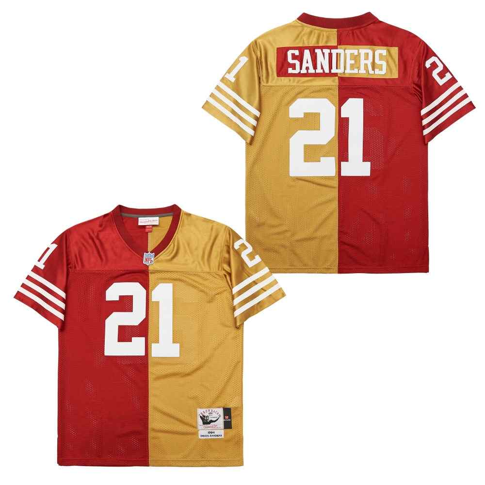 Mitchell And Ness 49ers #21 Deion Sanders Men's Throwback Stitched NFL Jersey 3