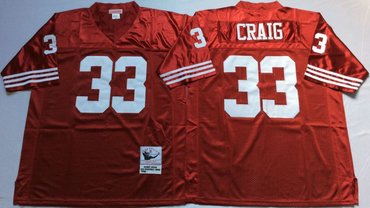 Mitchell And Ness 49ers #33 Roger Craig red Men's  Throwback Stitched NFL Jersey