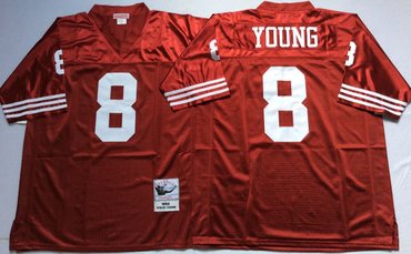 Mitchell And Ness 49ers #8 Steve Young Men's  Throwback Stitched NFL Jersey