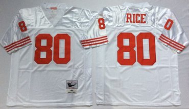 Mitchell And Ness 49ers #80 Jerry Rice white Men's  Throwback Stitched NFL Jersey