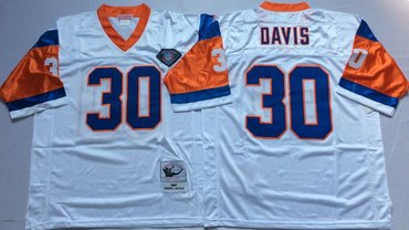 Mitchell And Ness Broncos  #30 terrell davis white Throwback Stitched NFL Jersey
