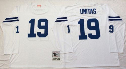 Mitchell And Ness Colts #19 Johnny Unitas White Throwback Stitched NFL Jersey Mitchell And Ness Colts #19 Johnny Unitas White Throwback Stitched NFL Jersey