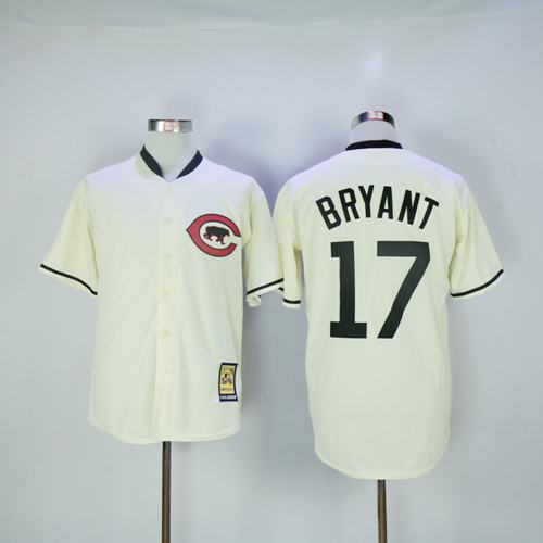 Mitchell And Ness Cubs #17 Kris Bryant Cream Throwback Stitched MLB Jersey