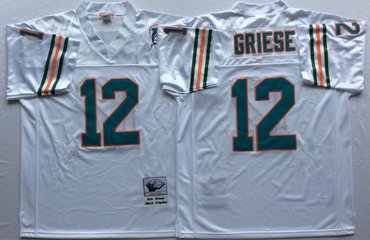 Mitchell And Ness Dolphins #12 bob griese white Throwback Stitched NFL Jersey Mitchell And Ness Dolphins #12 bob griese white Throwback Stitched NFL Jersey