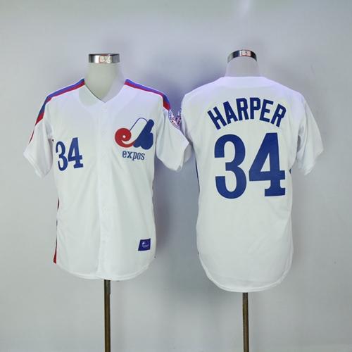 Mitchell And Ness Expos #34 Bryce Harper White Throwback Stitched MLB Jersey Mitchell And Ness Expos #34 Bryce Harper White Throwback Stitched MLB Jersey