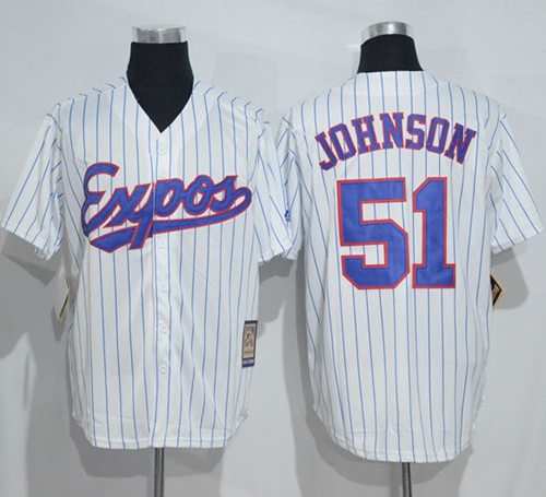 Mitchell And Ness Expos #51 Randy Johnson White Strip Throwback Stitched MLB Jersey Mitchell And Ness Expos #51 Randy Johnson White Strip Throwback Stitched MLB Jersey