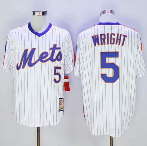 Mitchell And Ness Mets #5 David Wright White(Blue Strip)