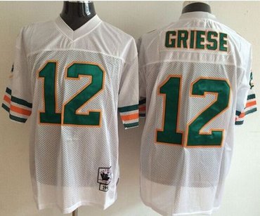 Mitchell And Ness Miami Dolphins #12 Bob Griese White Throwback Stitched NFL Jerseys Mitchell And Ness Miami Dolphins #12 Bob Griese White Throwback Stitched NFL Jerseys