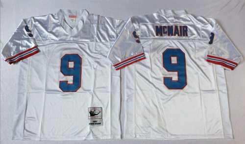 Mitchell And Ness Oilers #9 Steve McNair White Throwback Stitched NFL Jersey Mitchell And Ness Oilers #9 Steve McNair White Throwback Stitched NFL Jersey