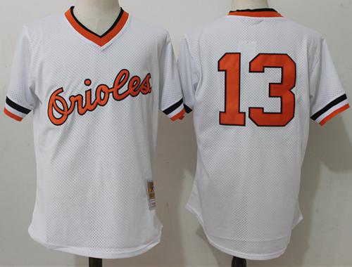 Mitchell And Ness Orioles #13 Manny Machado White Throwback Stitched MLB Jersey