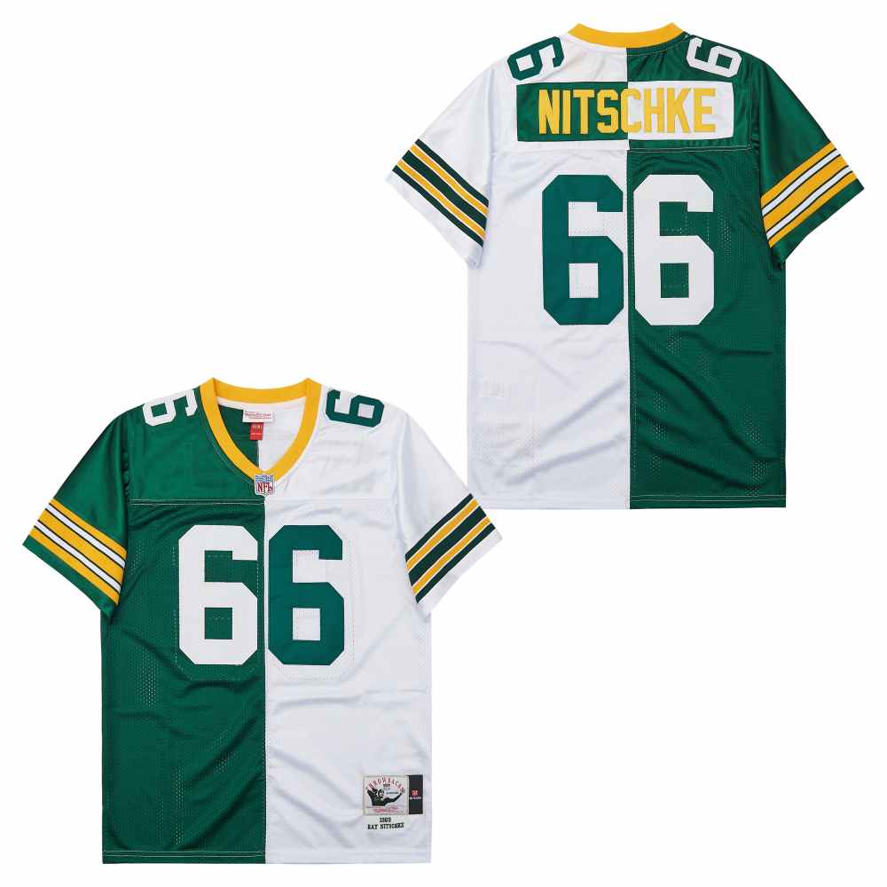 Mitchell And Ness Packers #66 Throwback Stitched NFL Jersey