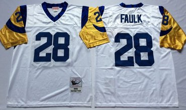 Mitchell And Ness Rams #28 marshall faulk white Throwback Stitched NFL Jersey Mitchell And Ness Rams #28 marshall faulk white Throwback Stitched NFL Jersey