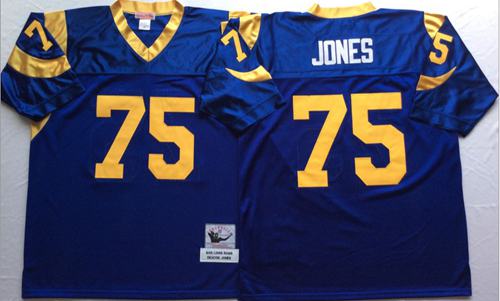 Mitchell And Ness Rams #75 Deacon Jones Blue Throwback Stitched NFL Jersey Mitchell And Ness Rams #75 Deacon Jones Blue Throwback Stitched NFL Jersey