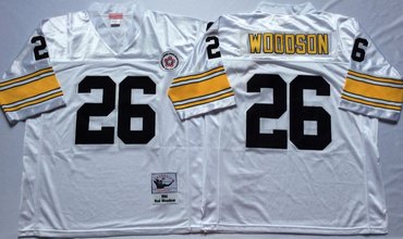 Mitchell And Ness Steelers #26 Woodson white Throwback Stitched NFL Jersey