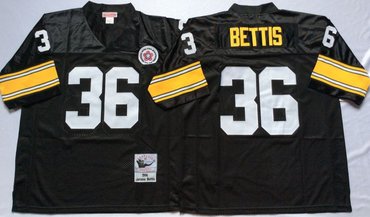 Mitchell And Ness Steelers #36 Jerome Bettis Black Throwback Stitched NFL Jersey
