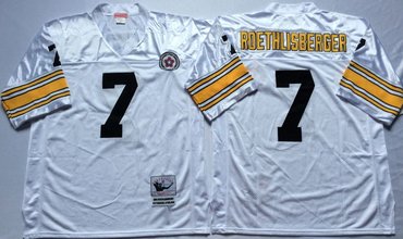 Mitchell And Ness Steelers #7 Ben Roethlisberger white Throwback Stitched NFL Jersey