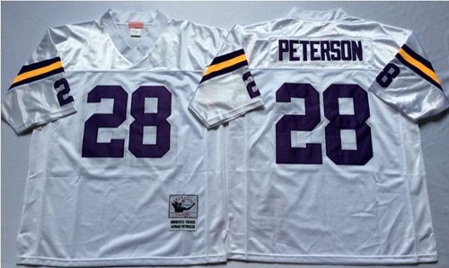 Mitchell And Ness Vikings #28 Adrian Peterson White Throwback Stitched NFL Jersey Mitchell And Ness Vikings #28 Adrian Peterson White Throwback Stitched NFL Jersey