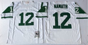 Mitchell And Ness jets #12 Joe Namath  white Throwback Stitched NFL Jerseys
